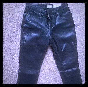 All saints waxed black skinny jeans